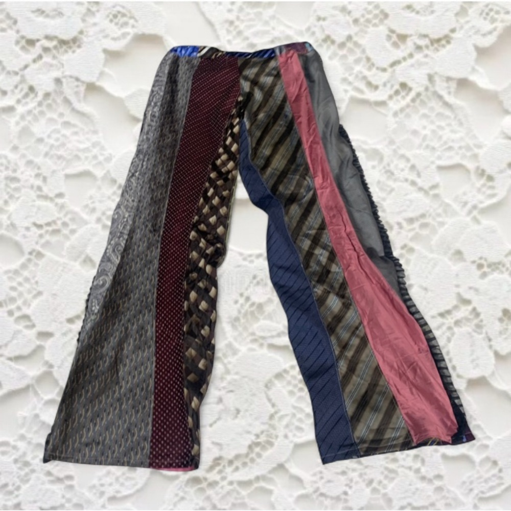 Multicolor Patchwork Necktie Pants - Pink & Blue - image 2